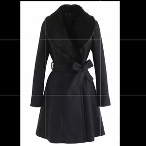 Chic wish fur collar coat (black)